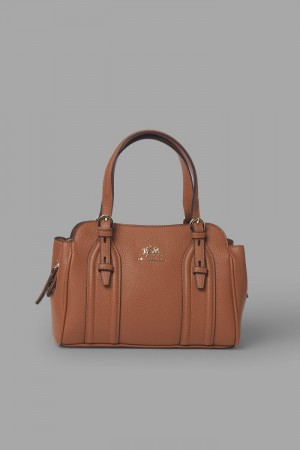 Női La Martina Faux Bőr Satchel Táska Barna Magyarország | QBO-3747