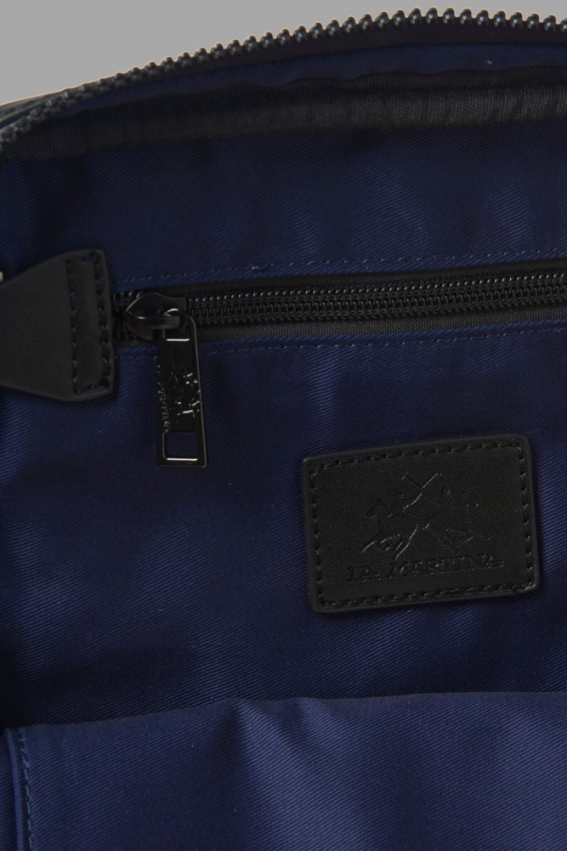 Férfi La Martina Faux Bőr Crossbody Táska Fekete Magyarország | RPJ-8899