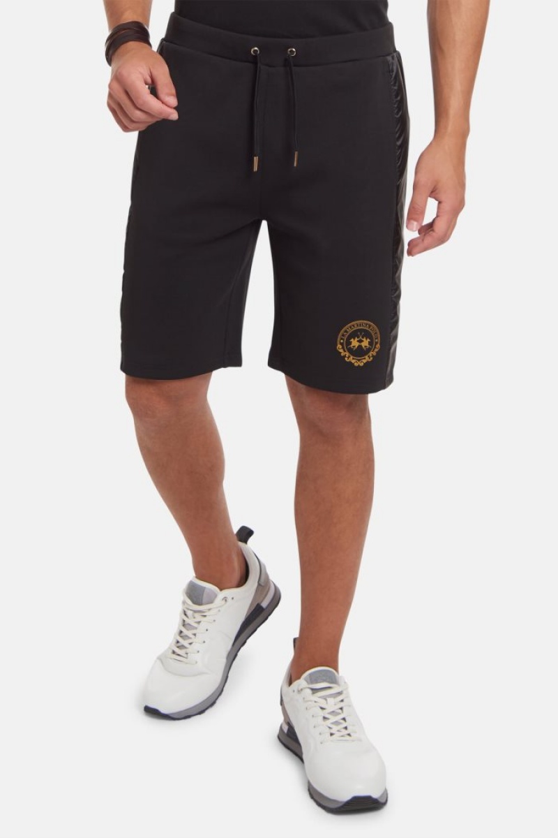 Férfi La Martina Regular-fit 100% Pamut Sports Joggers Fekete Magyarország | GRW-2880