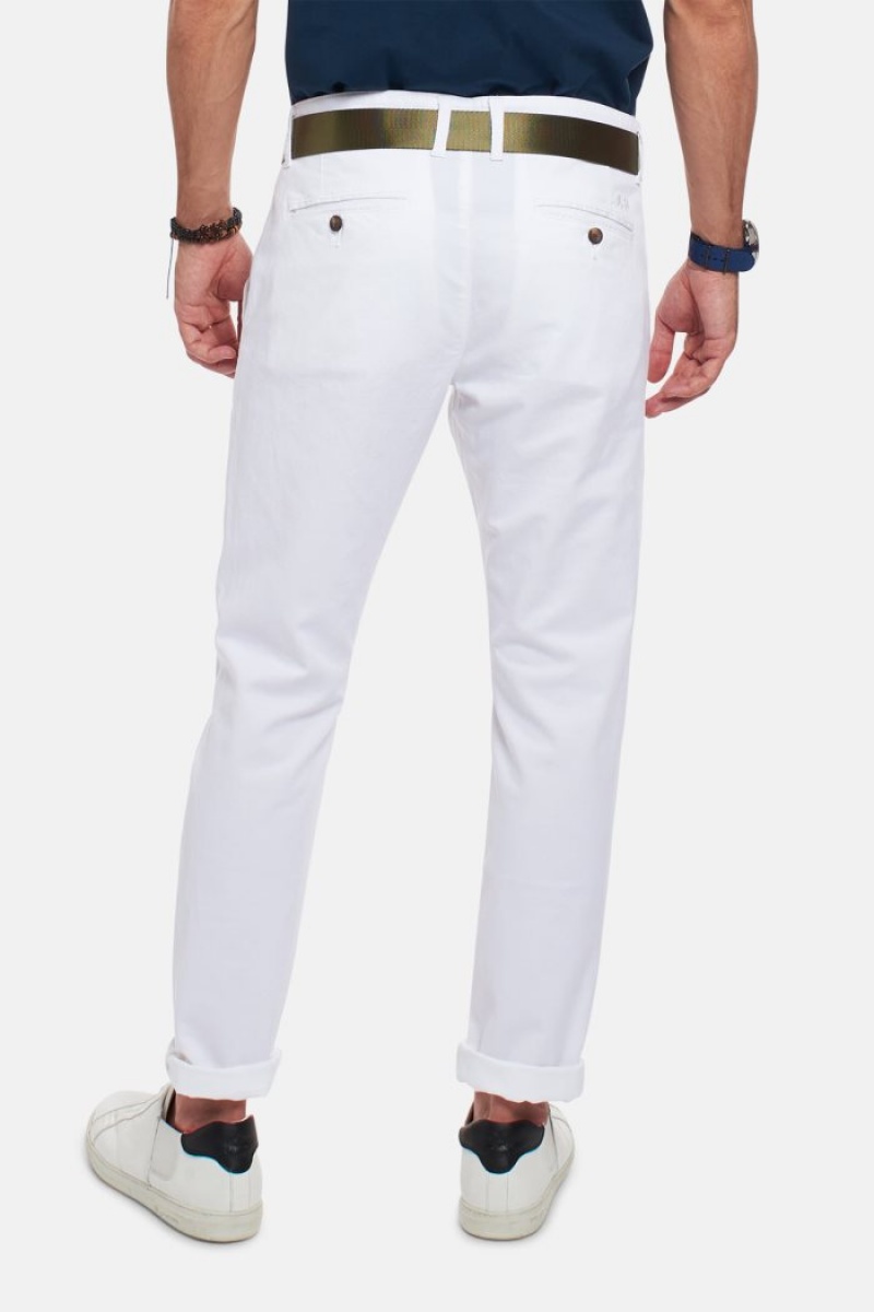 Férfi La Martina Slim-fit Linen-blend Chino Nadrág Fehér Magyarország | PLJ-7288