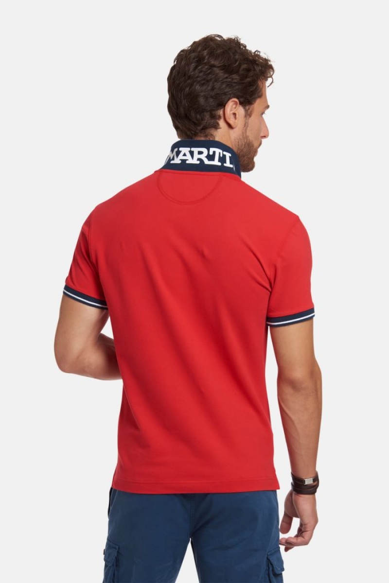 Férfi La Martina Slim-fit Stretch Piqué Pólóing Piros Magyarország | SWN-0916