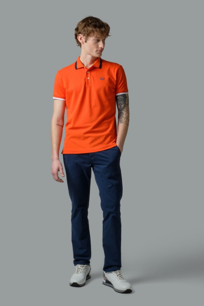 Férfi La Martina Slim-fit Stretch Piqué Pólóing Piros Narancssárga Magyarország | UPL-2480