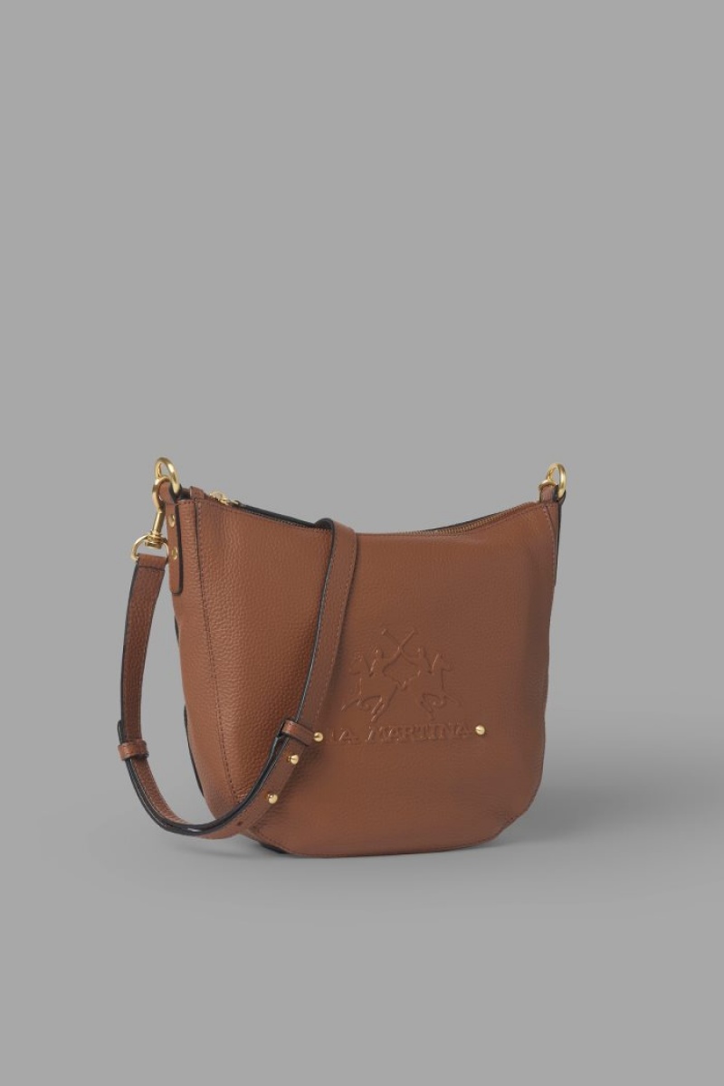 Női La Martina Bőr Crossbody Half-moon Táska Barna Magyarország | OBT-1475