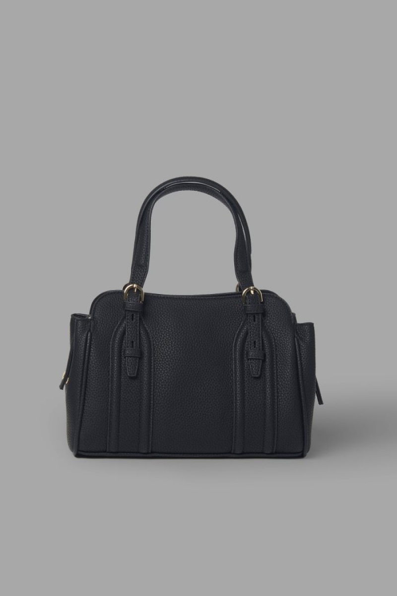 Női La Martina Faux Bőr Satchel Táska Fekete Magyarország | JBX-7529