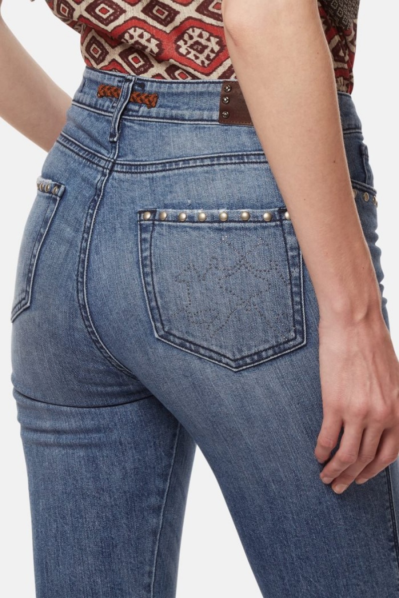 Női La Martina High-waisted Regular-fit Farmer Nadrág Sötétkék Magyarország | GSJ-2096