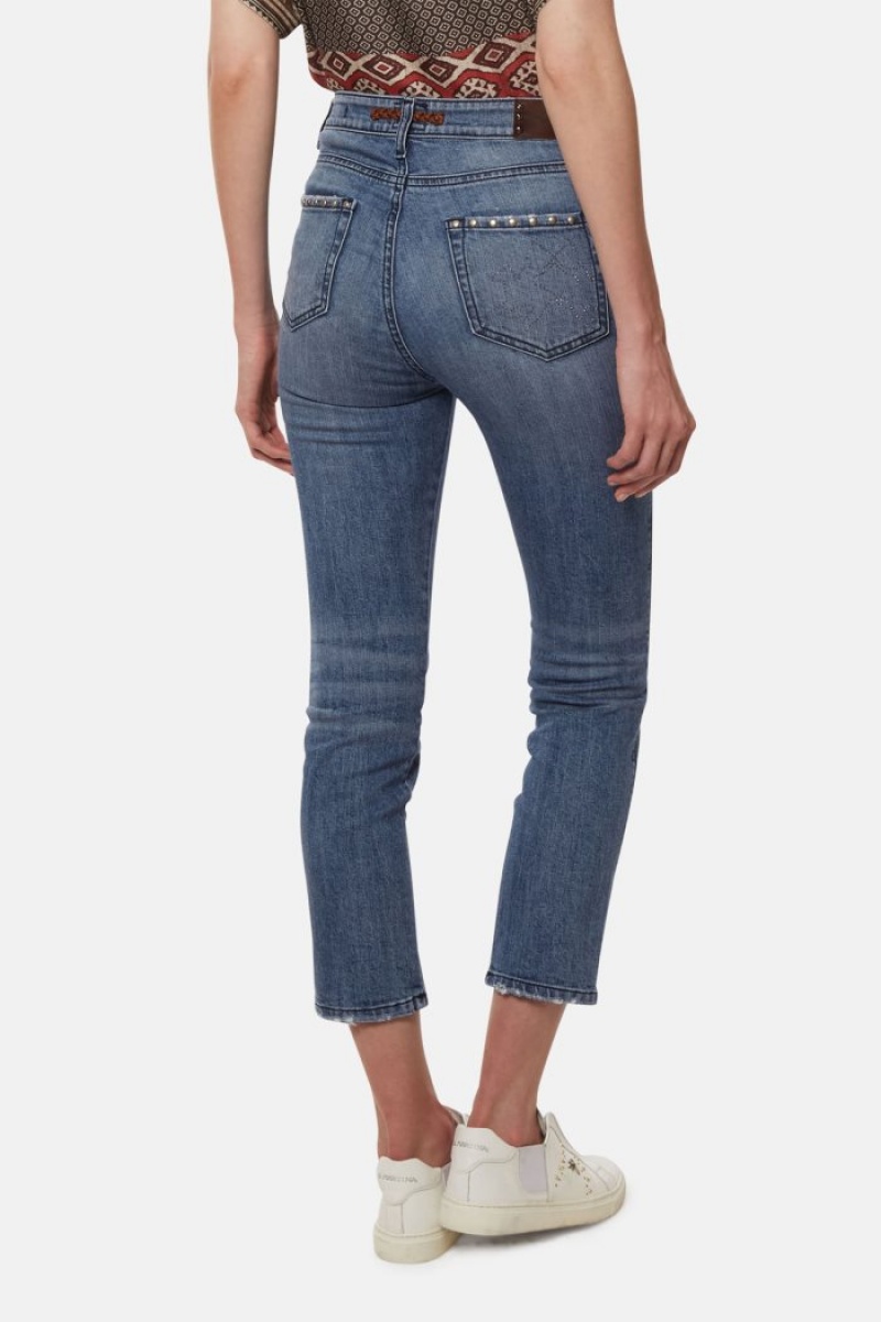 Női La Martina High-waisted Regular-fit Farmer Nadrág Sötétkék Magyarország | GSJ-2096