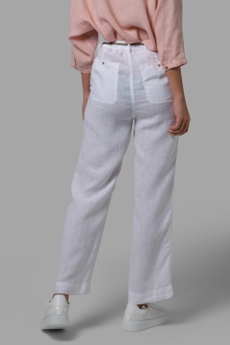 Női La Martina Regular-fit 100% Linen Nadrág Fehér Magyarország | GPV-8835