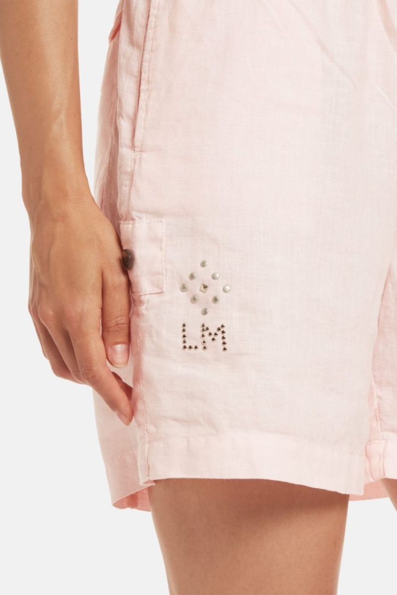 Női La Martina Regular-fit 100% Linen Rövidnadrág Rózsaszín Magyarország | MUL-1518