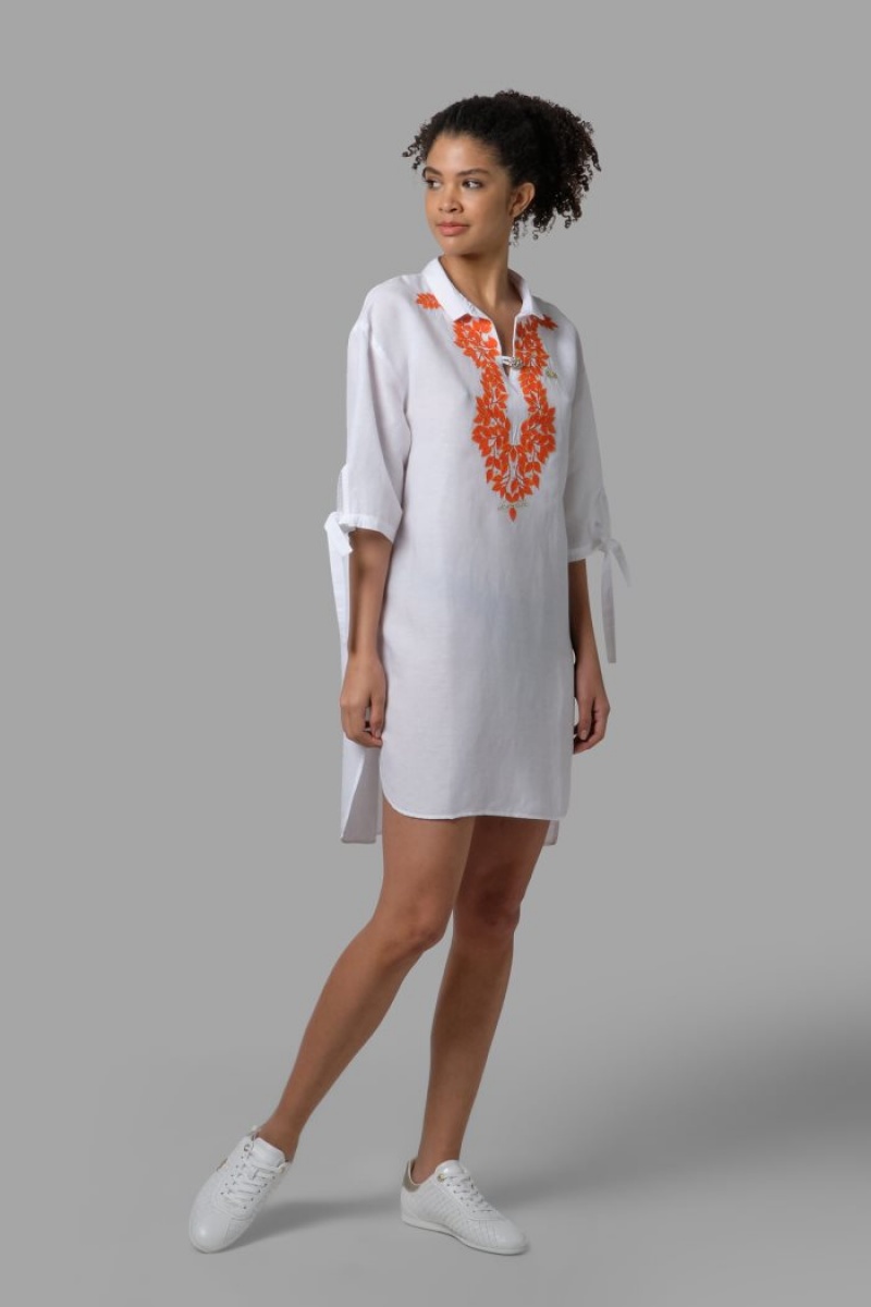 Női La Martina Regular-fit Linen-blend Kaftan Fehér Magyarország | OUI-8669