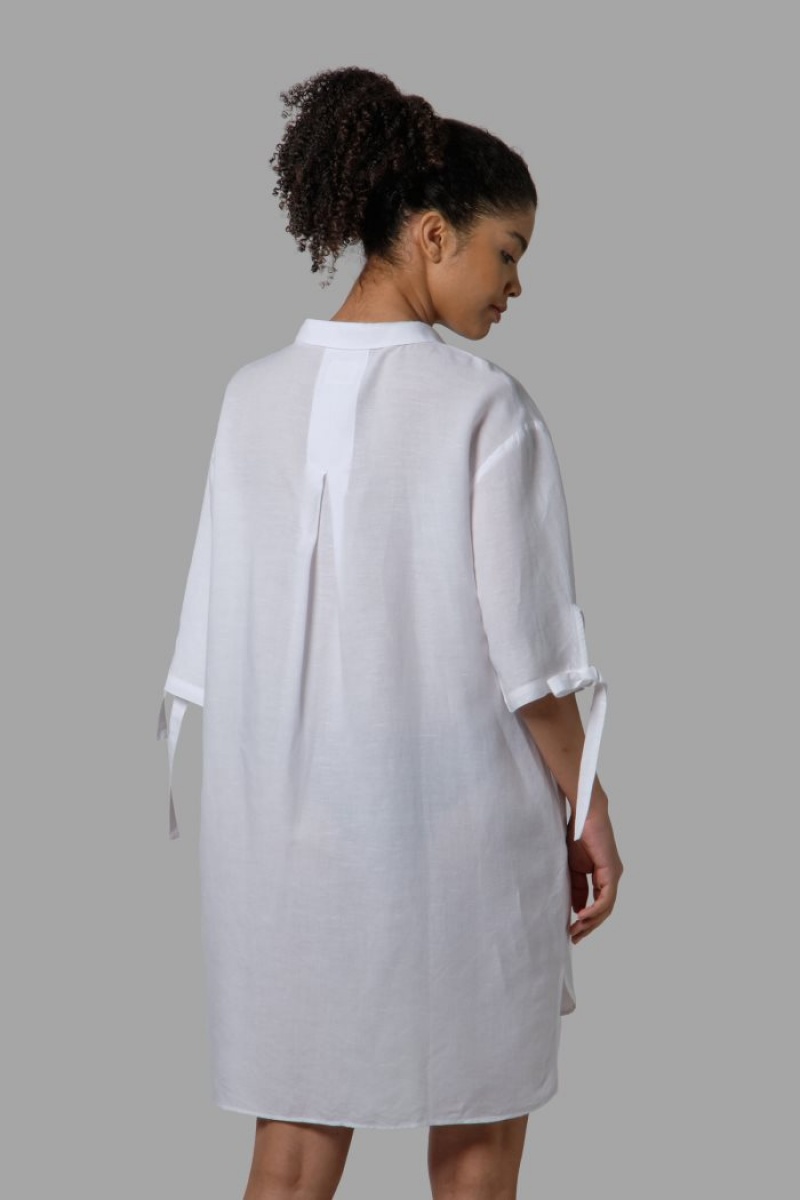 Női La Martina Regular-fit Linen-blend Kaftan Fehér Magyarország | OUI-8669