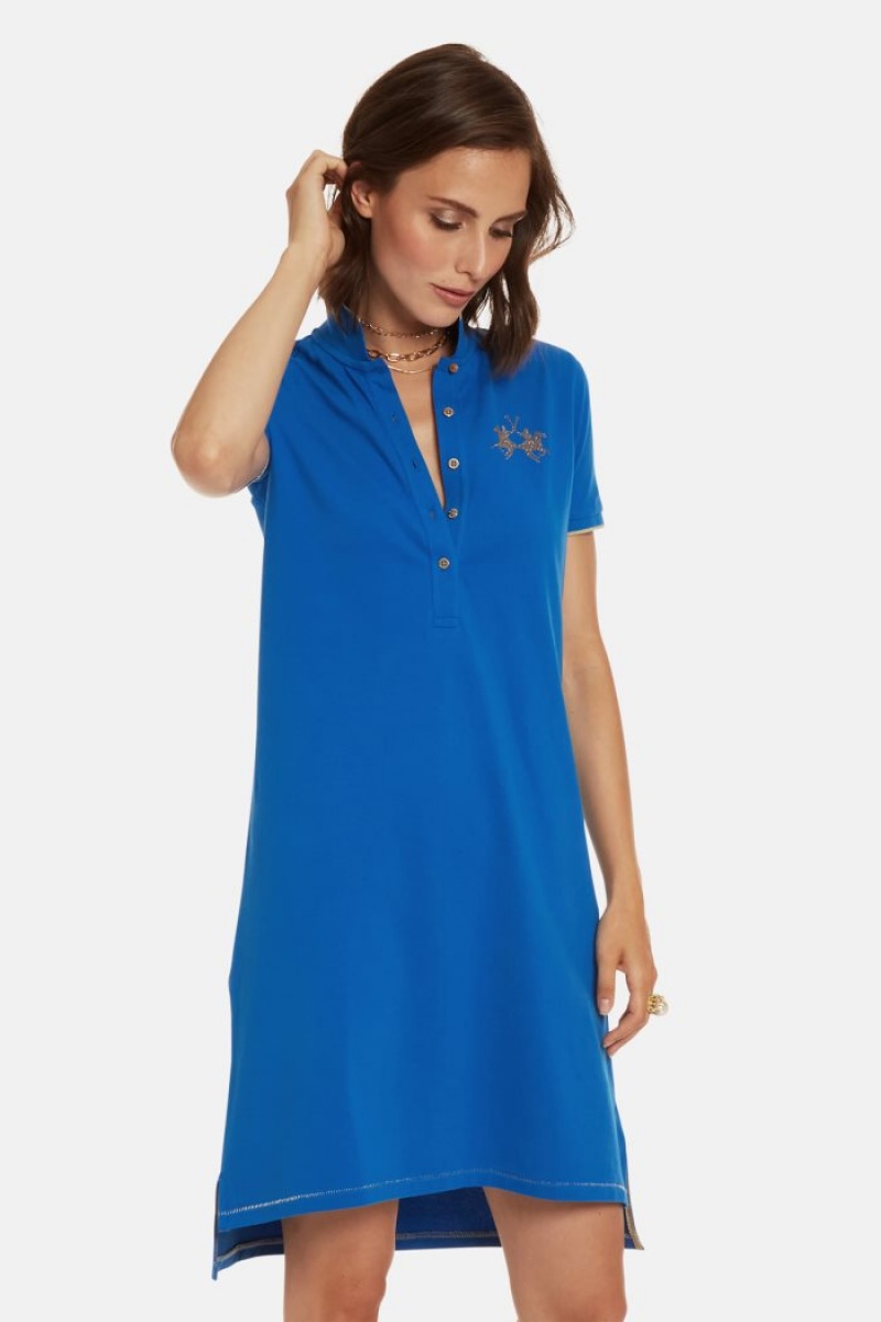 Női La Martina Regular-fit Polo Dress Kék Magyarország | PPM-8913